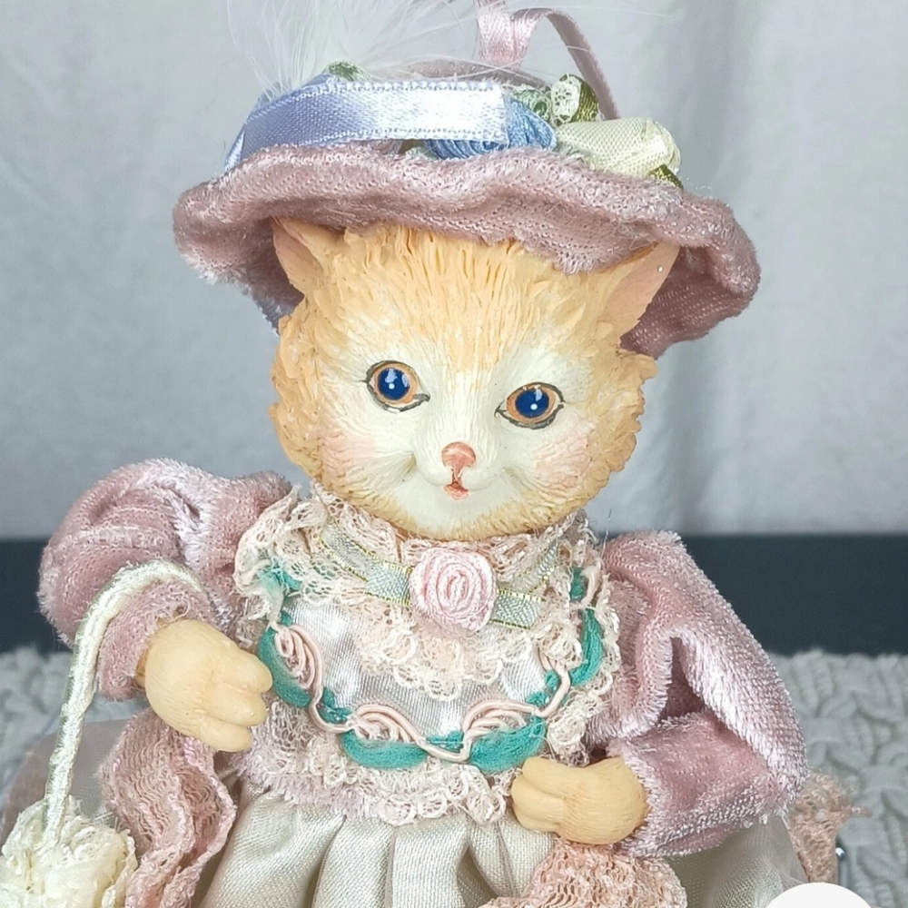 Vtg Katherine's Collection 7" Retired Victorian Kitten Cat Christmas Ornament